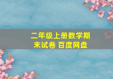 二年级上册数学期末试卷 百度网盘